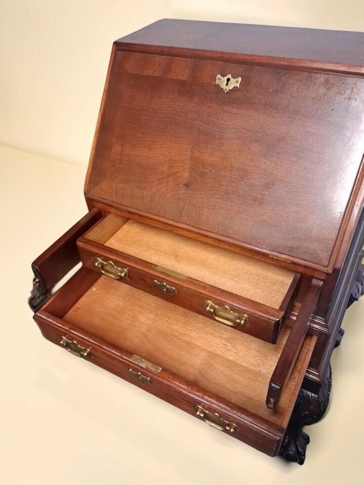 Vintage Secretary Slant Front Desk Writing Table Bureau 20th Century photo vintage
