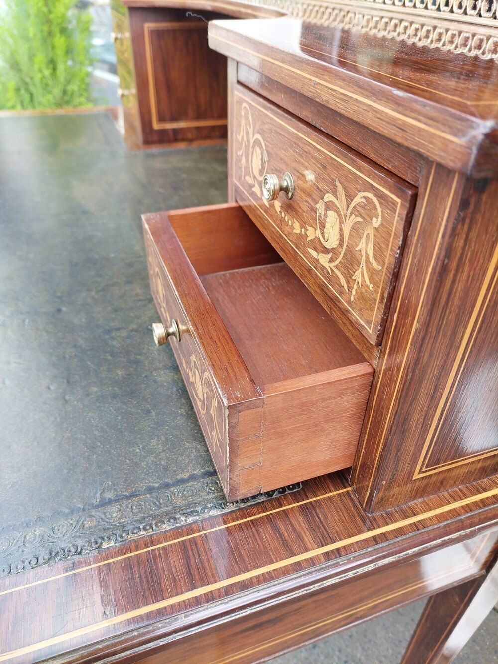 Late Victorian Inlaid Mahogany Writing Desk By Map photo 1250.0