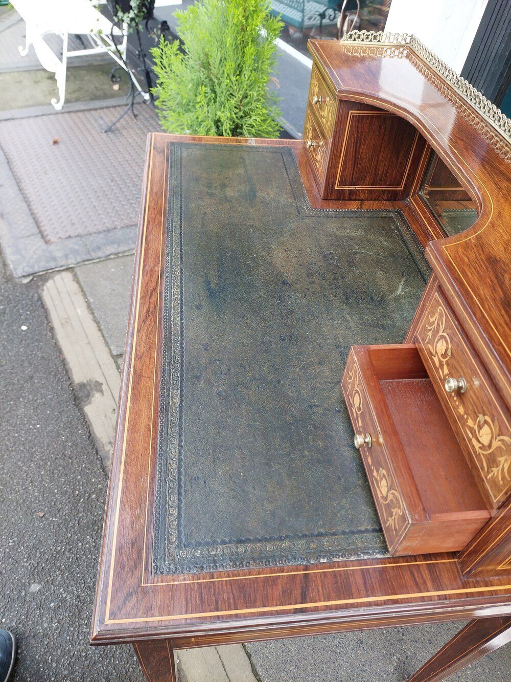 Late Victorian Inlaid Mahogany Writing Desk By Map photo vinterior