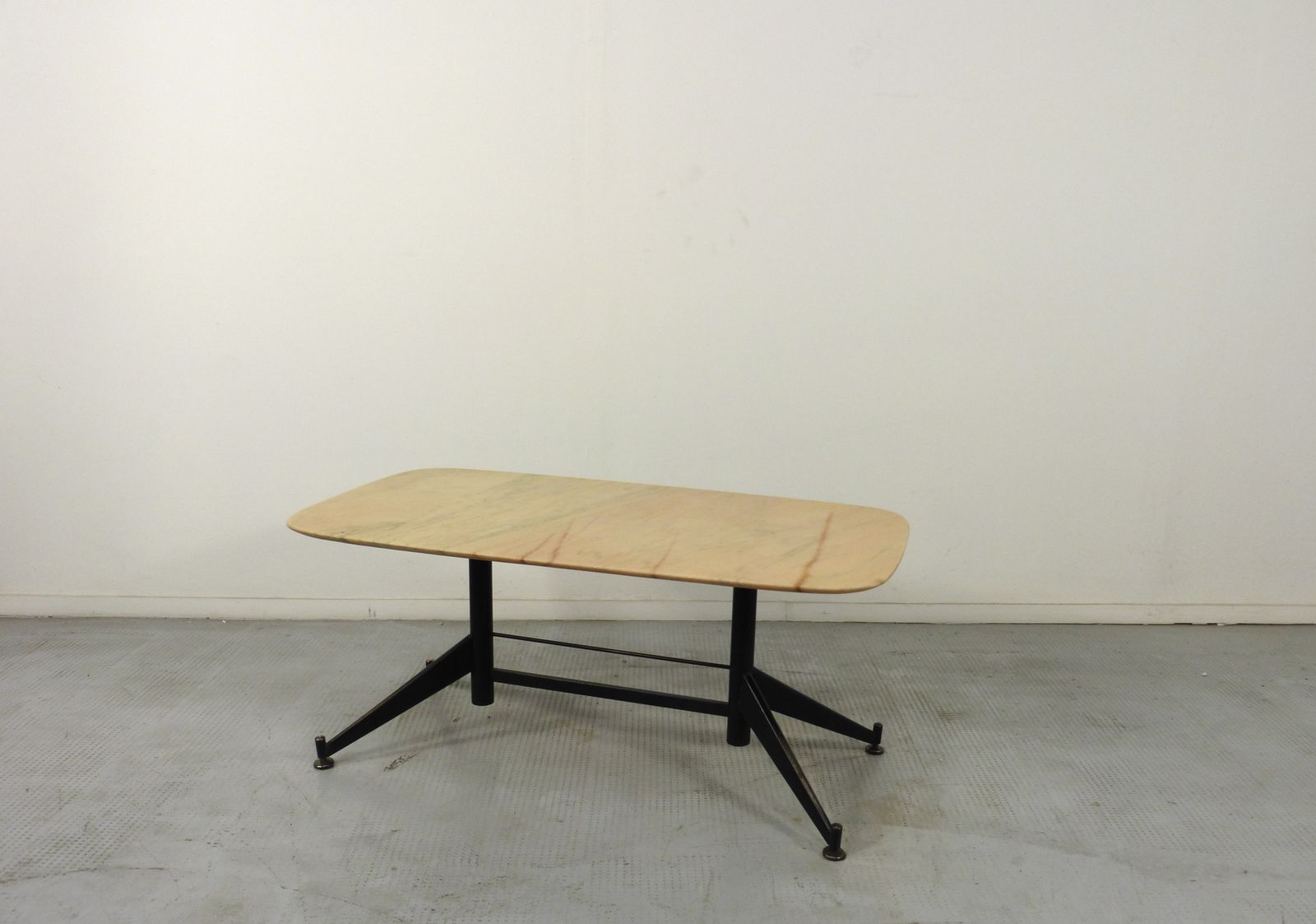 Midcentury Italian Steel And Marble Coffee Table. photo vintage