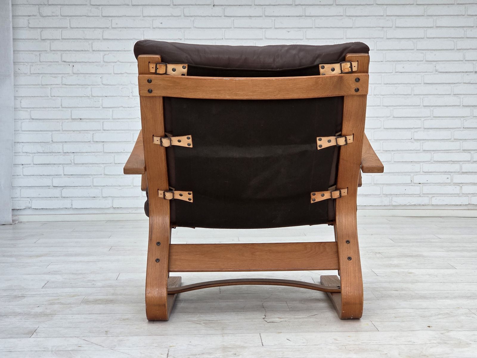 photo vinterior Jaren 1970, Deense Fauteuil Van Komfort, Meubeleer, Canvas, Gebogen Hout.