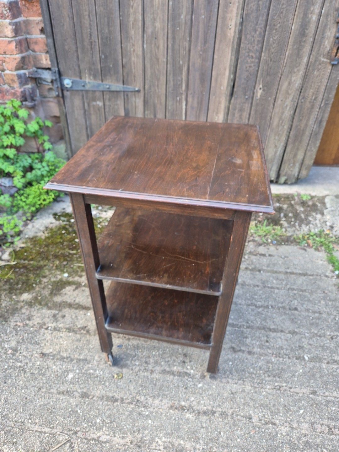 55.0 Vintage Oak 3 Tier Side Occasional Table / Trolley photo