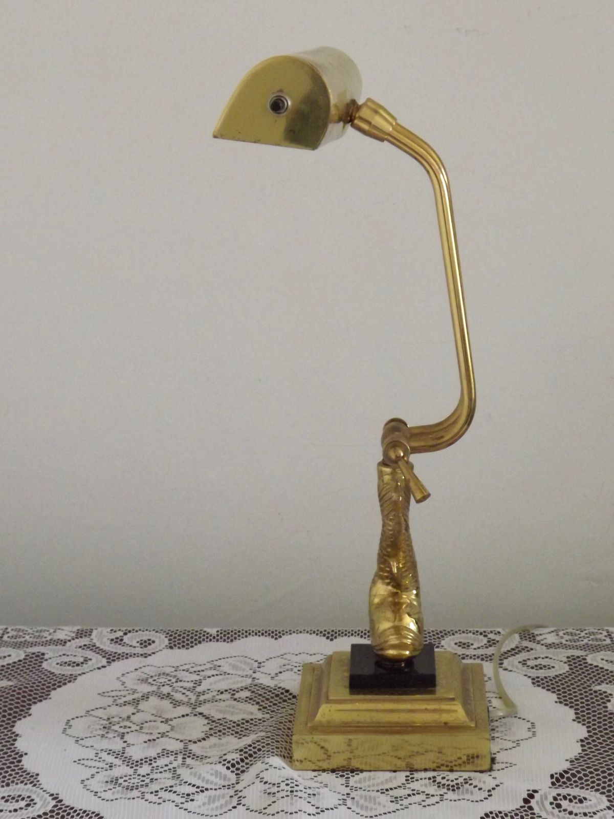 French Vintage Brass Koi Fish Base Bankers Lamp/ Desk Lamp photo Lighting