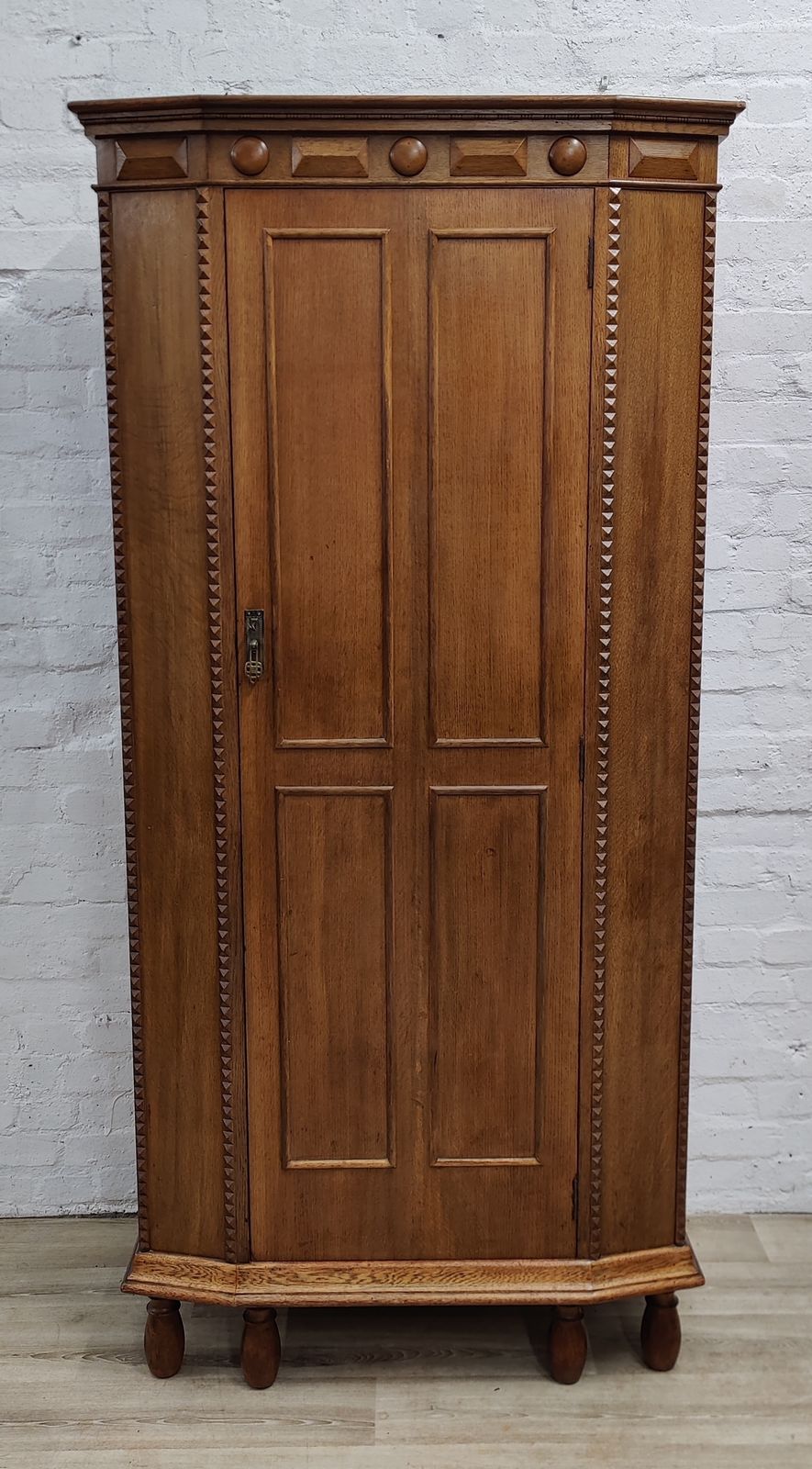 Early 20th Century Oak Hall Cupboard Single Wardrobe By Galloway And Sykes photo furniture