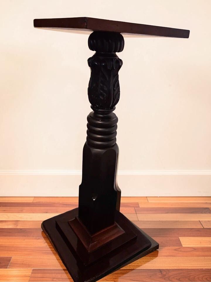 Antique Victorian Mahogany Pedestal Torchere Plant Stand Very Sturdy photo furniture