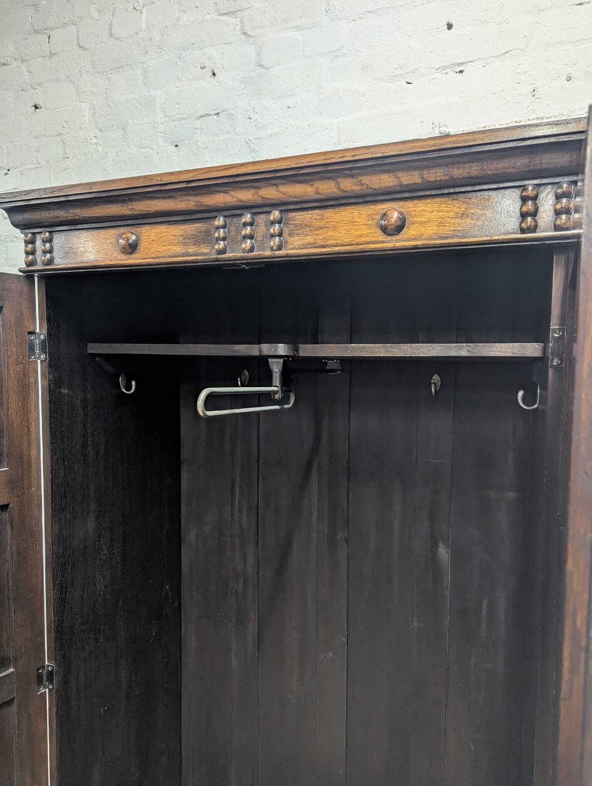 Early 20th Century Jacobean Revival Carved Oak Wardrobe Or Hall Cupboard photo 425.0