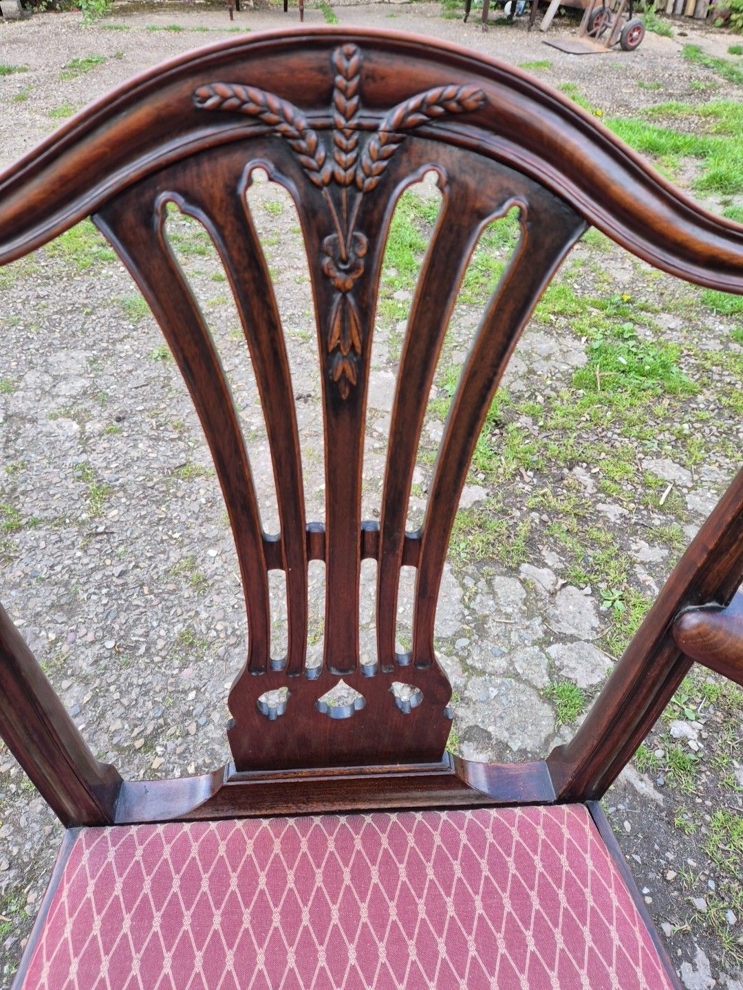 Hepplewhite Style Mahogany Elbow/Arm Chair,Wheatsheaf Carved Splat. photo furniture