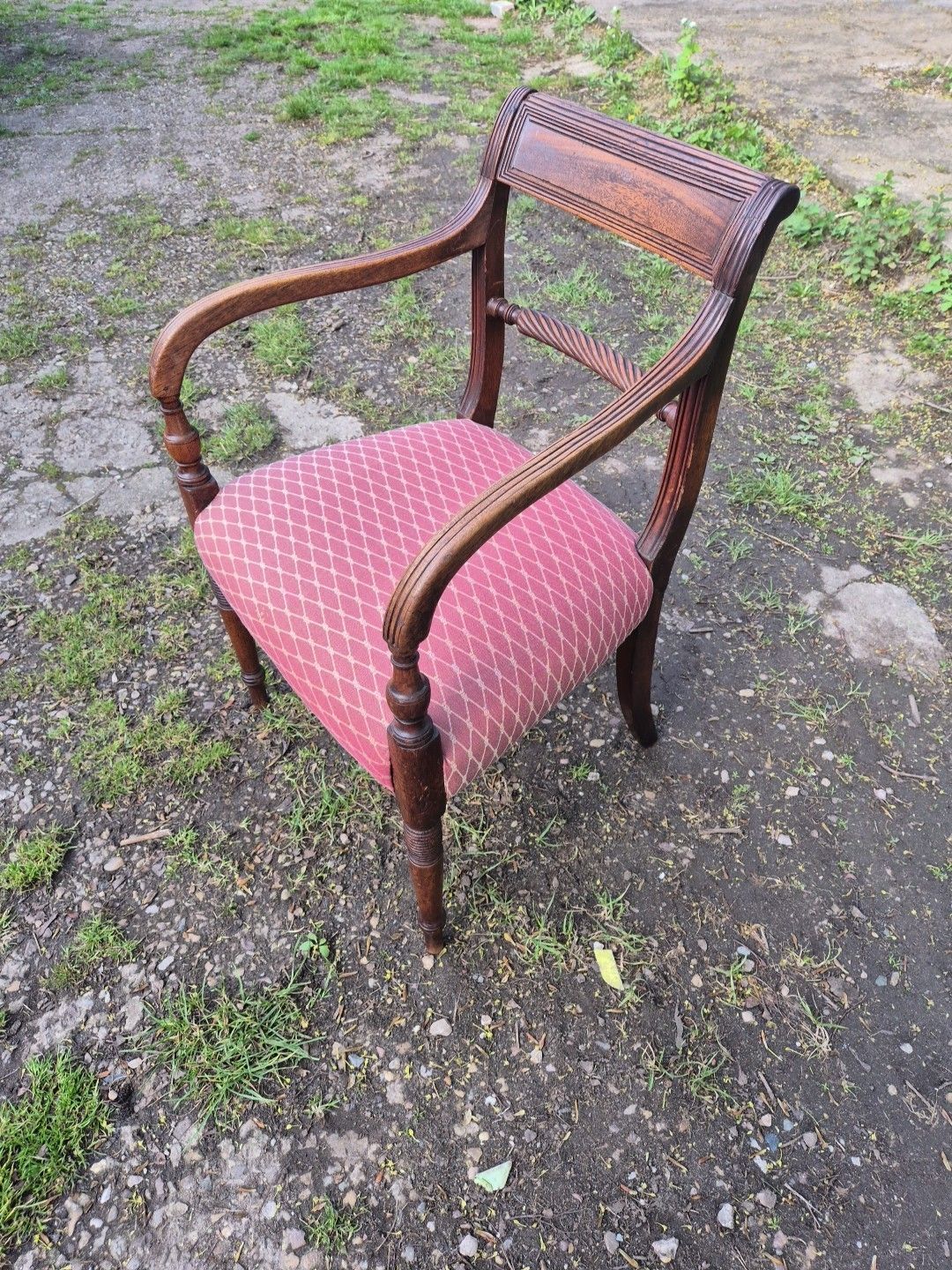 Oak Elbow Chair With Rope Twist Back, Regency, Open Arm Chair photo Furniture