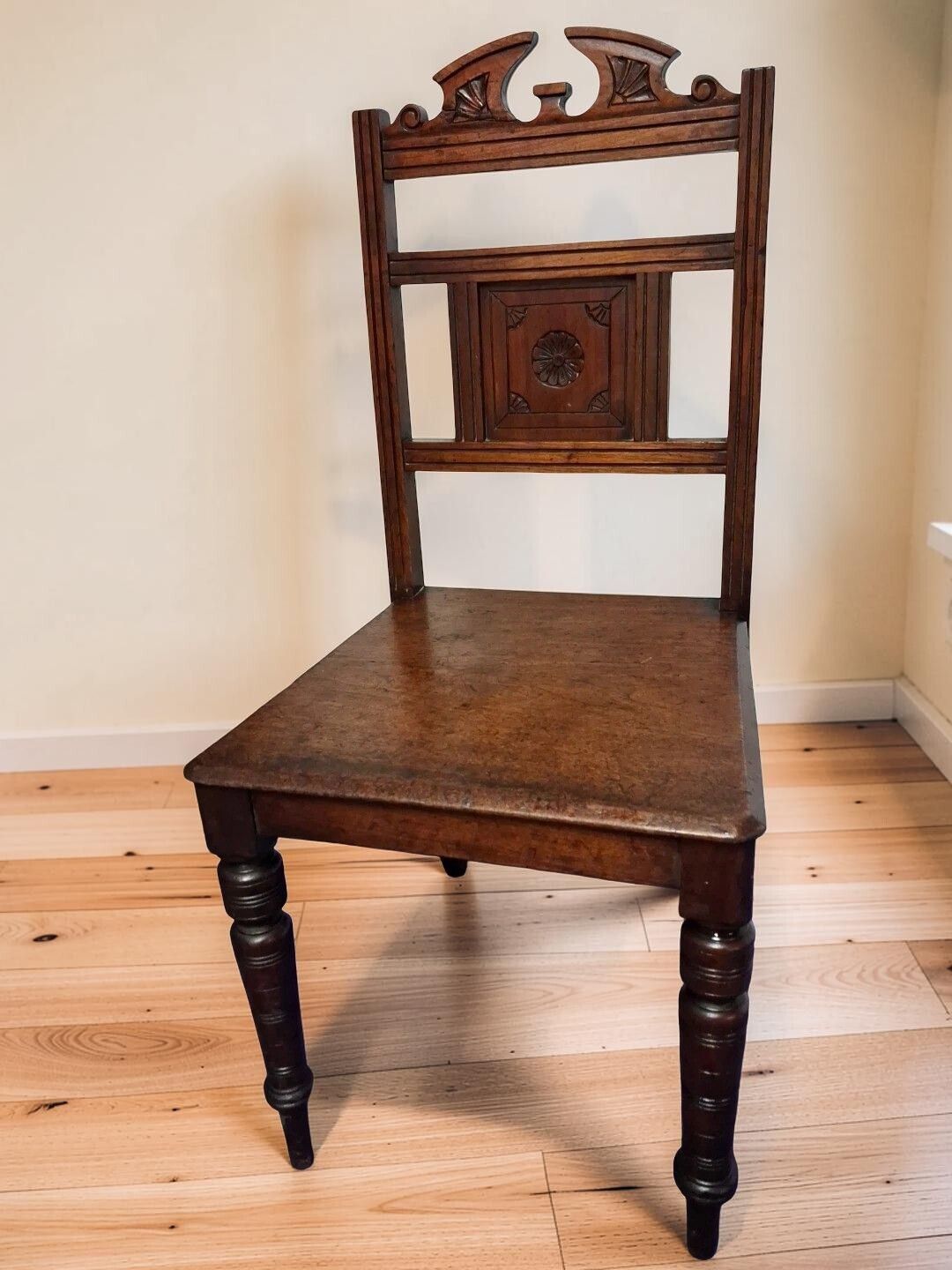 Antique Oak Victorian Hall Chair