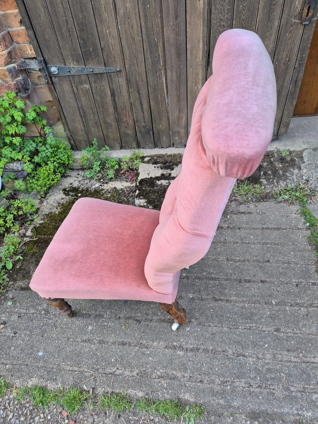 Pink Velvet 19th Century Prayer, Nursing, Bedroom Chair photo buy