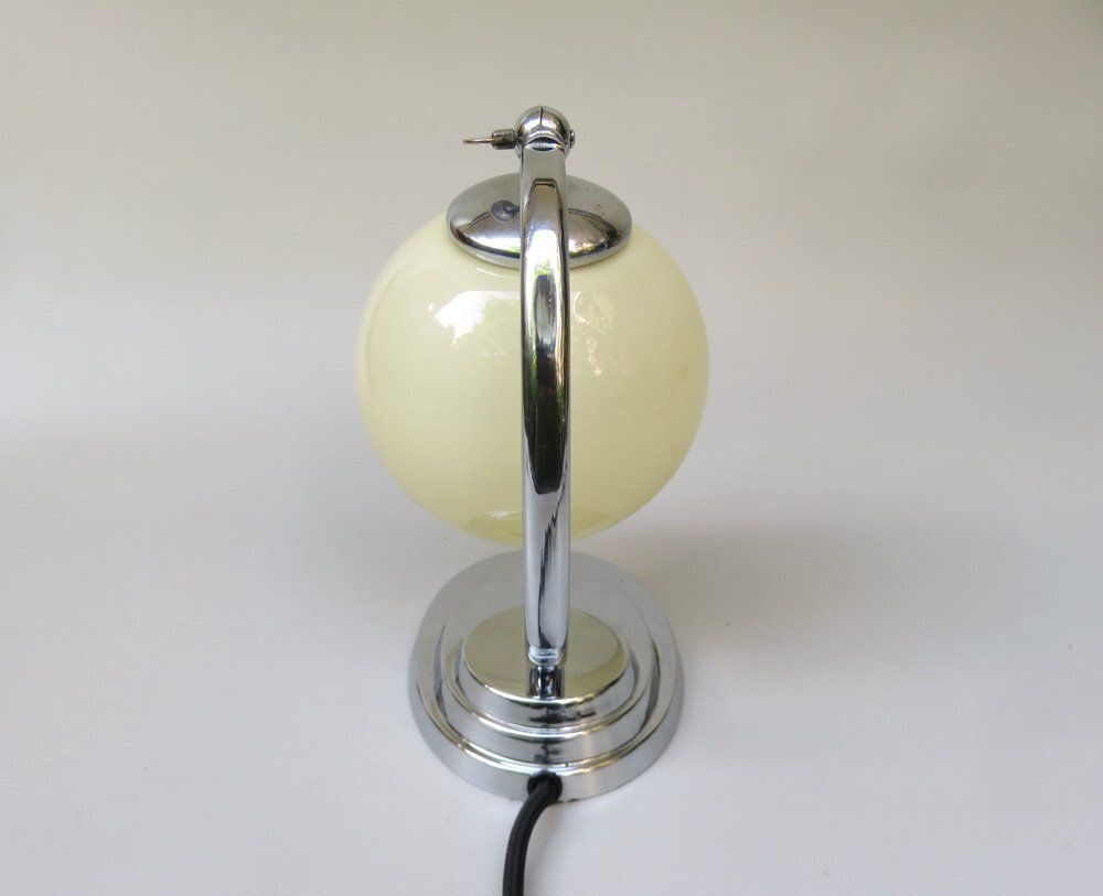 Art Deco Chrome Plated Bedside Lamp With Glass Shade, 1930s photo 2487.0