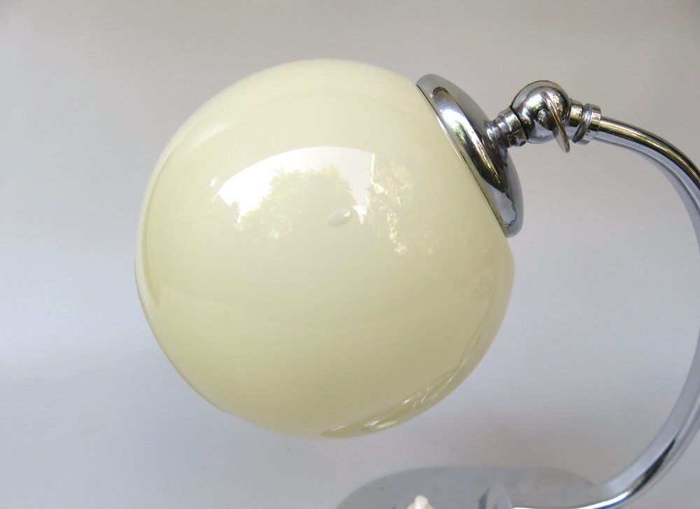 2487.0 Art Deco Chrome Plated Bedside Lamp With Glass Shade, 1930s photo