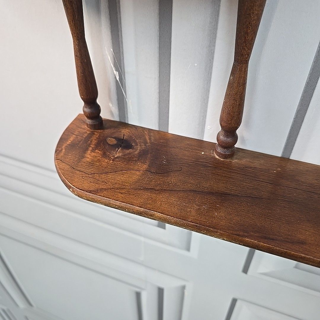 Vintage French Wall Shelf Wooden Shelf Shelving Unit Turned Farmhouse Rustic photo vinterior