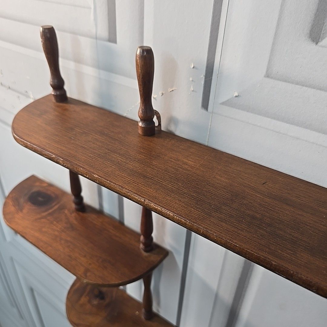 70.0 Vintage French Wall Shelf Wooden Shelf Shelving Unit Turned Farmhouse Rustic photo