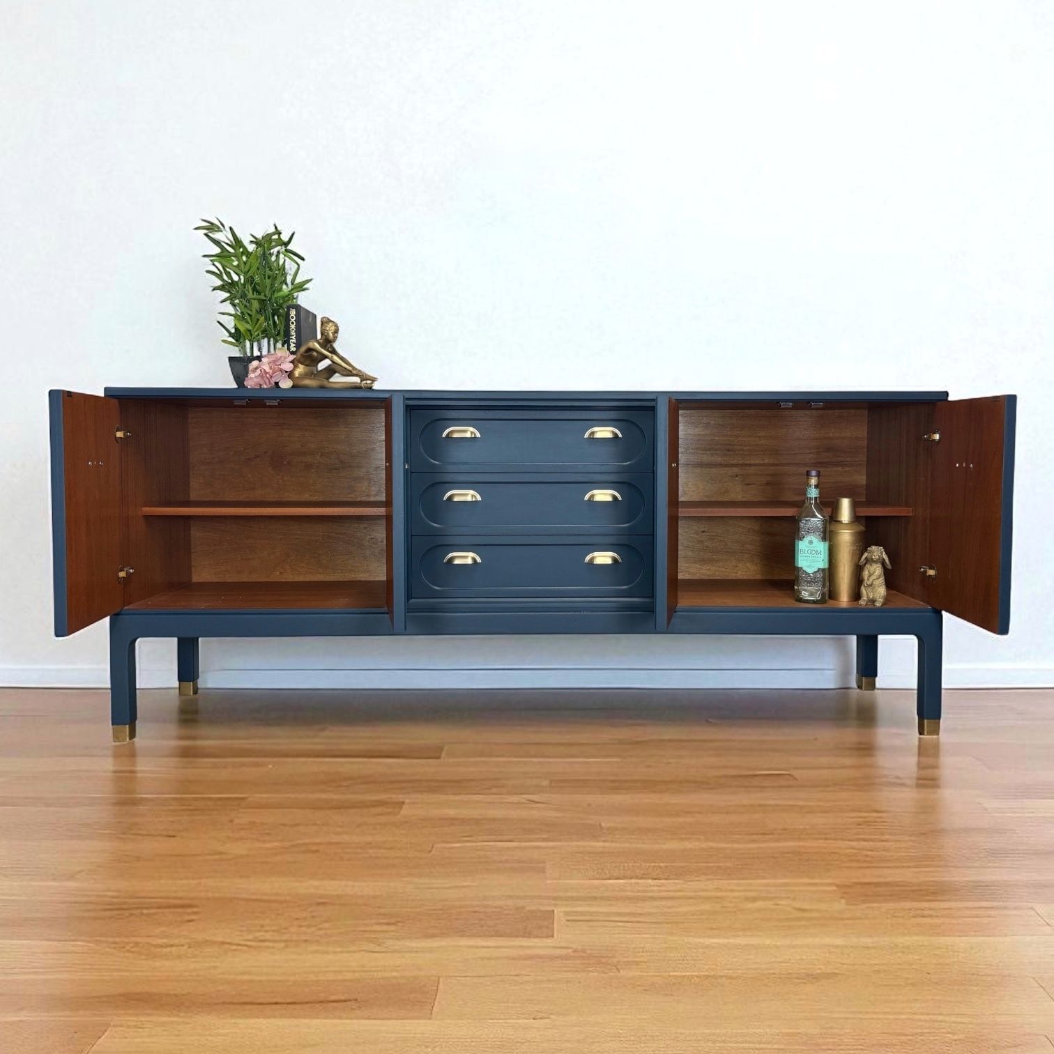 Large Rare Refurbished G Plan Arcadia Navy Blue Sideboard, Dresser, Mid Century Modern, Drinks photo 1545.0