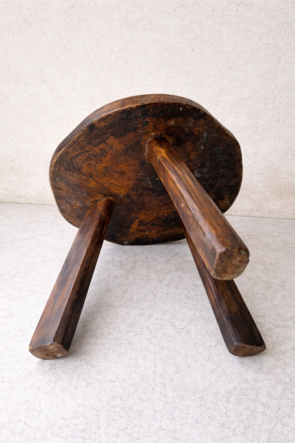 Hand Carved Pony Stool – Rustic Folk Art Oak Milking Stool photo 225.0