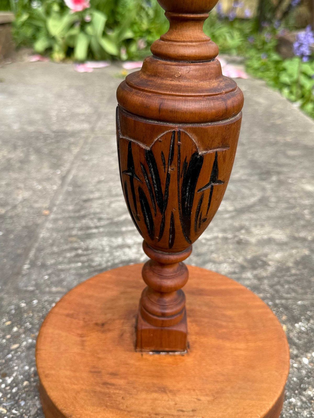 Vintage Wooden Plant Stand | 1970s Handcrafted Turned Wood Pedestal Stand | Folk Style Display Stand photo Home Decor