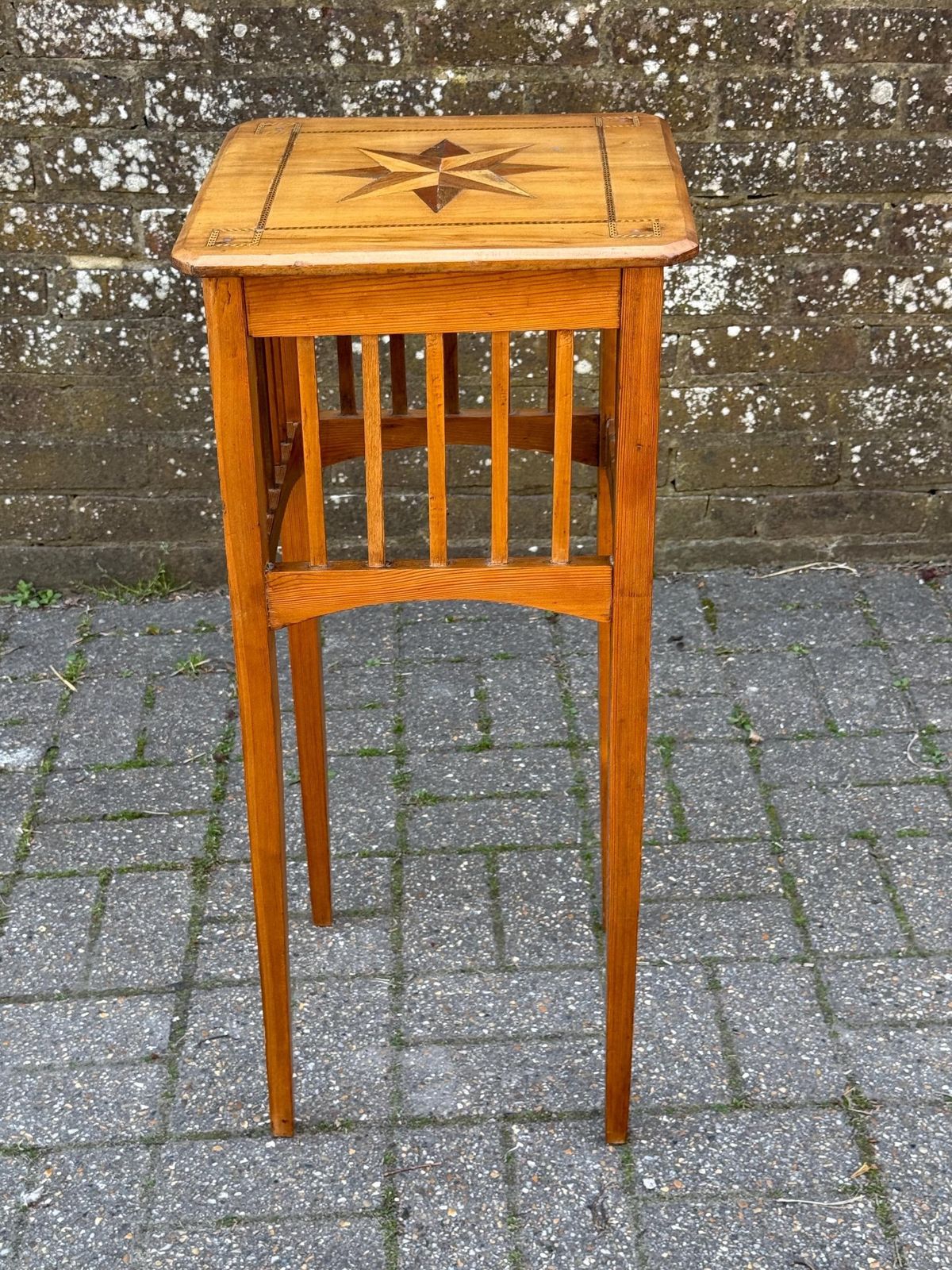 photo buy Vintage Inlaid Plant Stand Edwardian Style Wooden Side Table