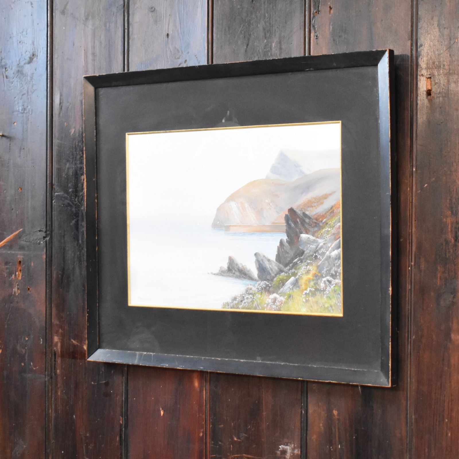 Antique Reginald Daniel Sherrin J Whiteley Seacape Watercolour Painting photo furniture