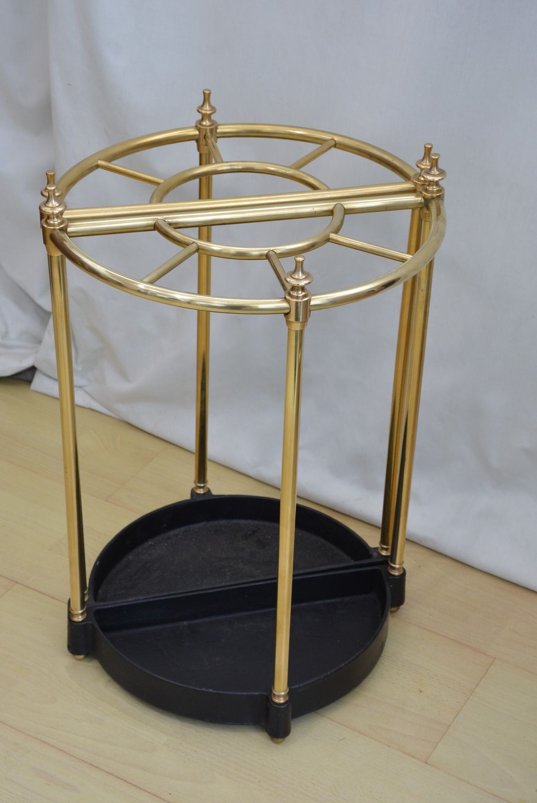 Pair Of Early 20th Century Brass Umbrella Stands, Demi Lune Design photo for sale