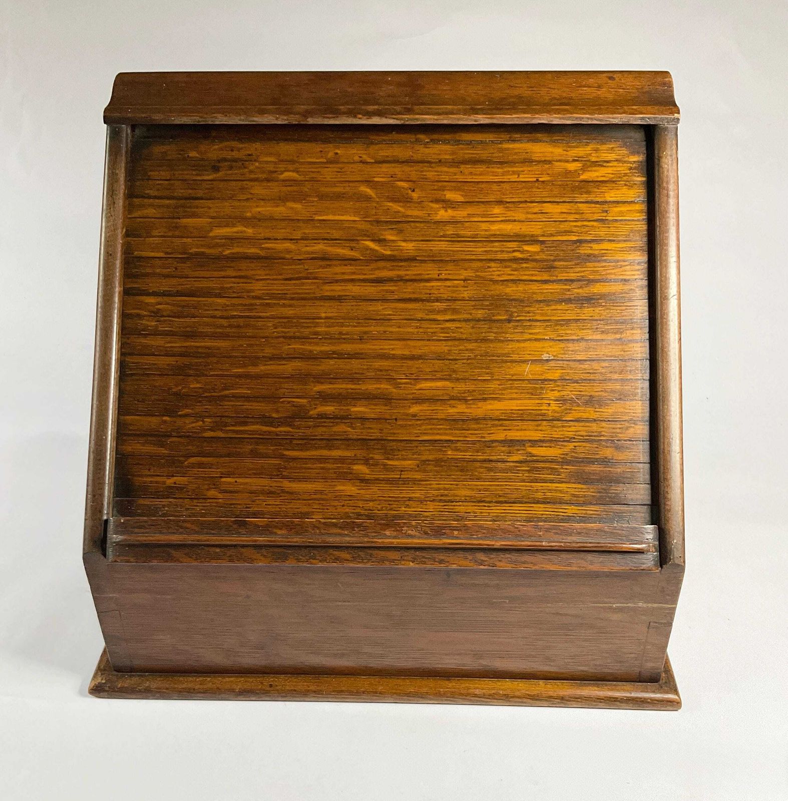 Antique Edwardian Golden Oak Tambour Stationery Cabinet – C. 1900 photo for sale