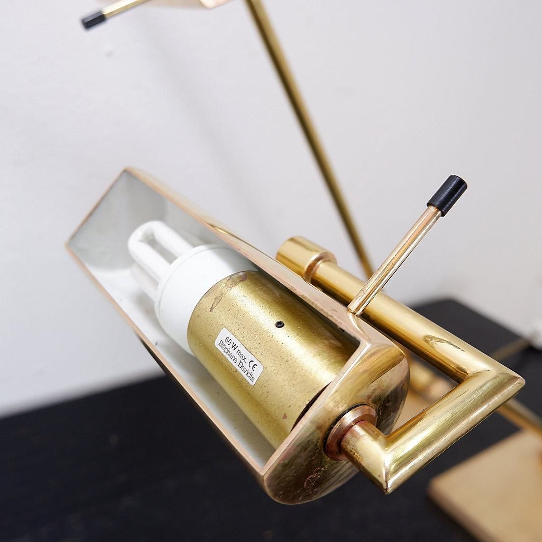 photo for sale Pair Of Vintage Brass Articulated Desk Lamps   Stéphane Davidts, Belgium
