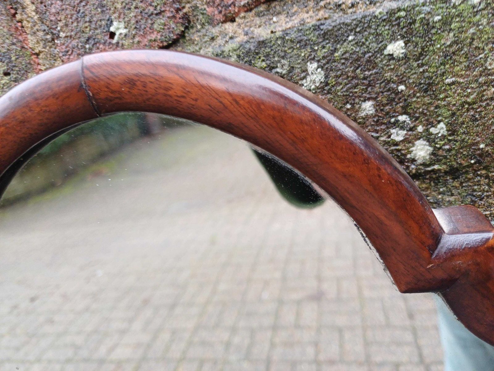 Top Quality Vintage Curved Mahogany Wall Mirror 1950s Arched Gothic Church Window Shape Mirror Original Glass photo for sale