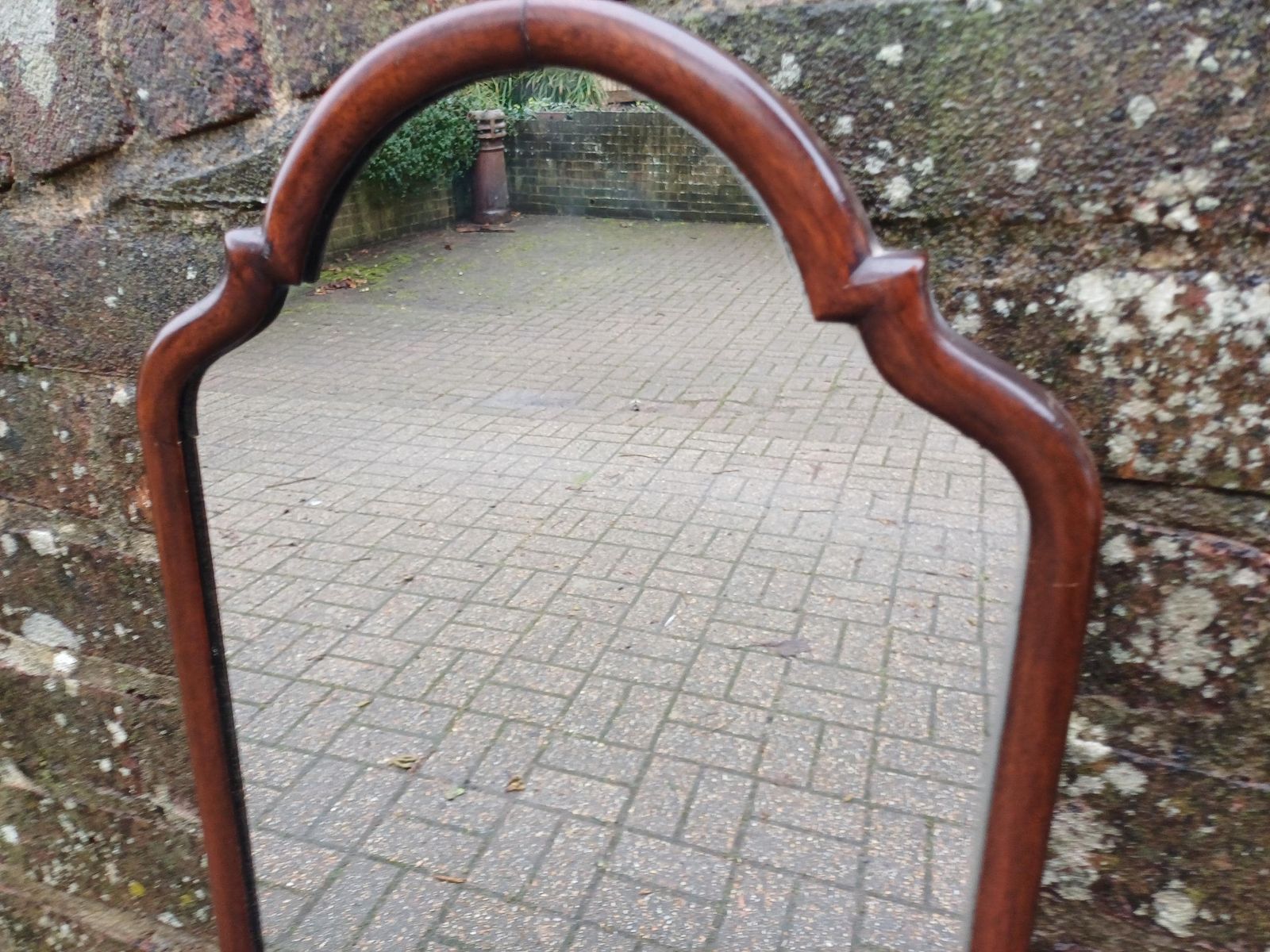 Top Quality Vintage Curved Mahogany Wall Mirror 1950s Arched Gothic Church Window Shape Mirror Original Glass photo Home Decor