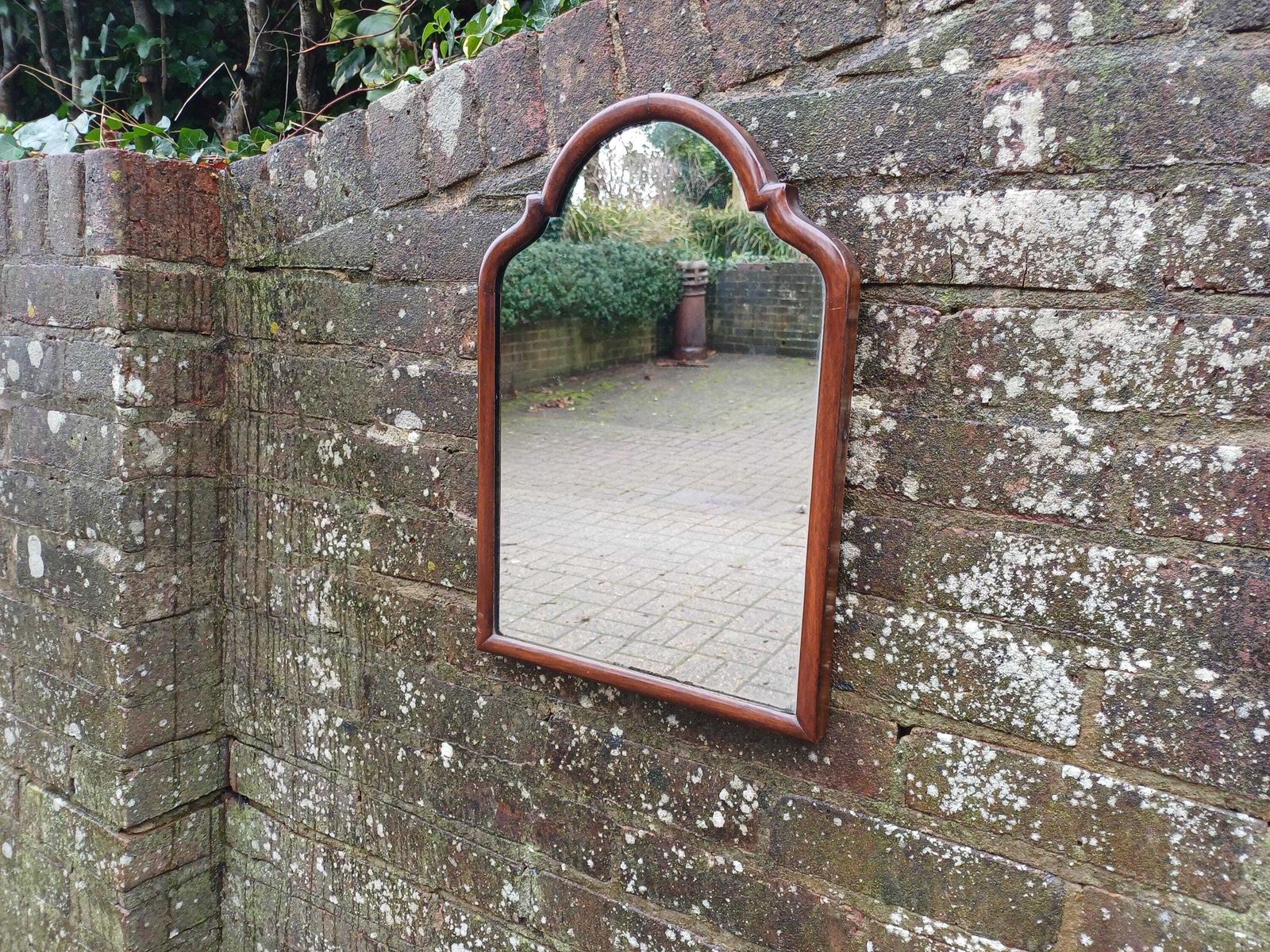 photo vinterior Top Quality Vintage Curved Mahogany Wall Mirror 1950s Arched Gothic Church Window Shape Mirror Original Glass