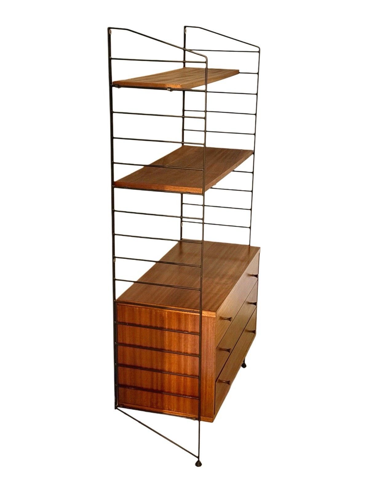 Brianco Teak And Metal Ladder Shelving Wall Unit