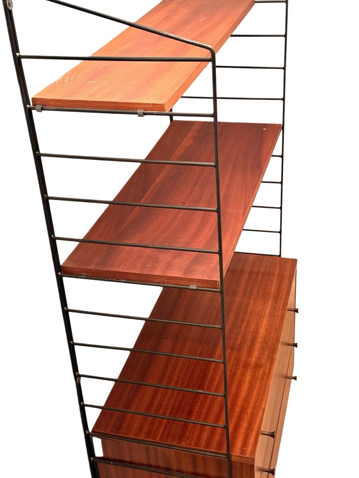 Brianco Teak And Metal Ladder Shelving Wall Unit photo Furniture