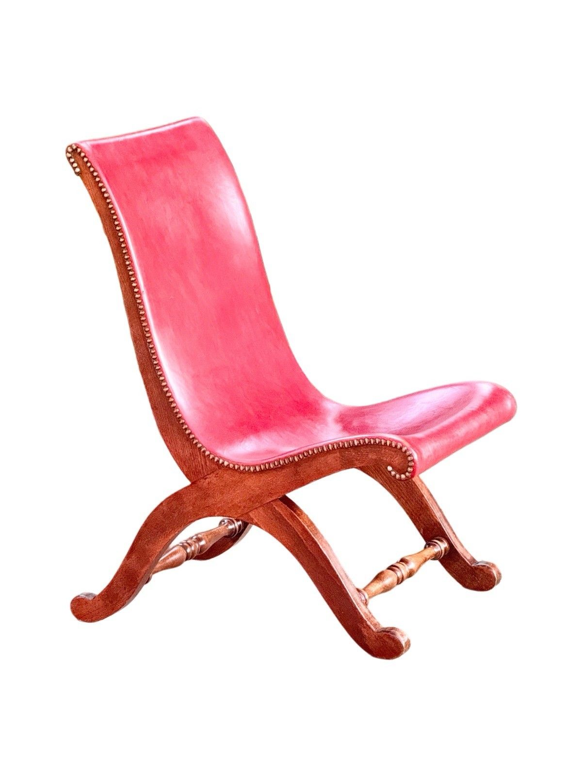 Pierre Lottier For Valmazan, Original, Spanish Red Leather  Slipper Chair, C1950 photo vintage