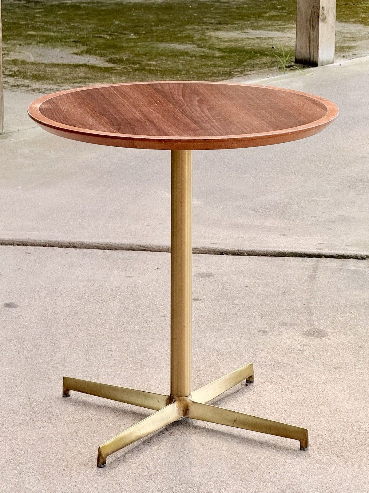 245.0 Pedrali Italy Modern Side Table Mahogany Finish & Antique Brass 4 Star Base photo
