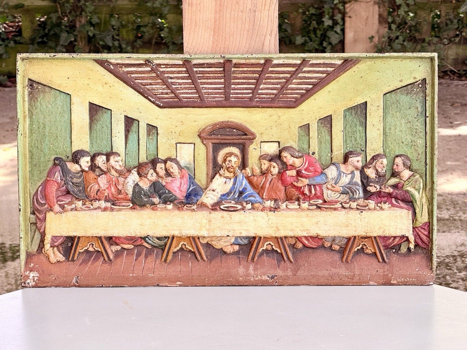 Victorian Cast Iron Relief Plaque “The Last Supper” After Da Vinci C.1880