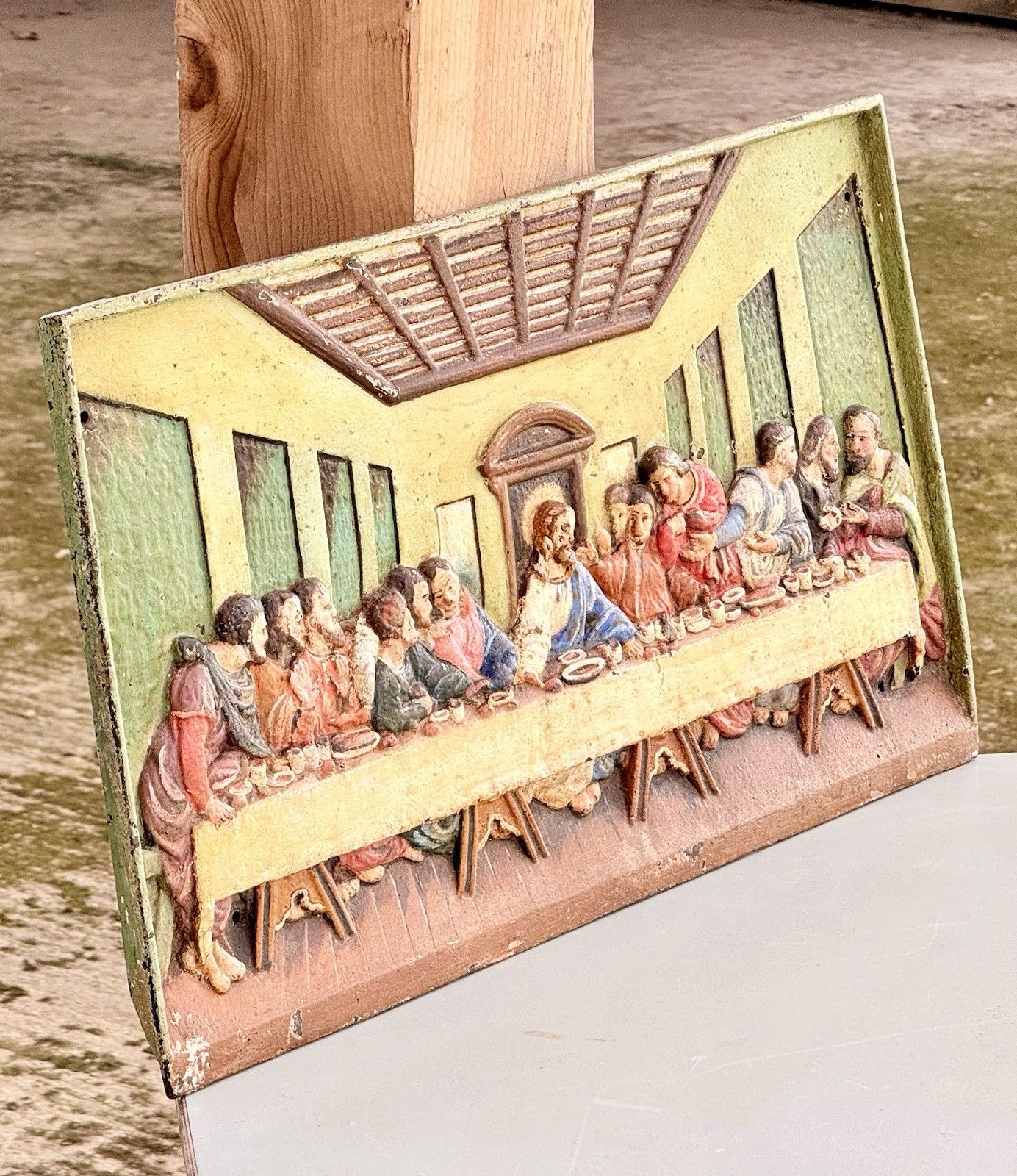 Victorian Cast Iron Relief Plaque “The Last Supper” After Da Vinci C.1880 photo 465.0