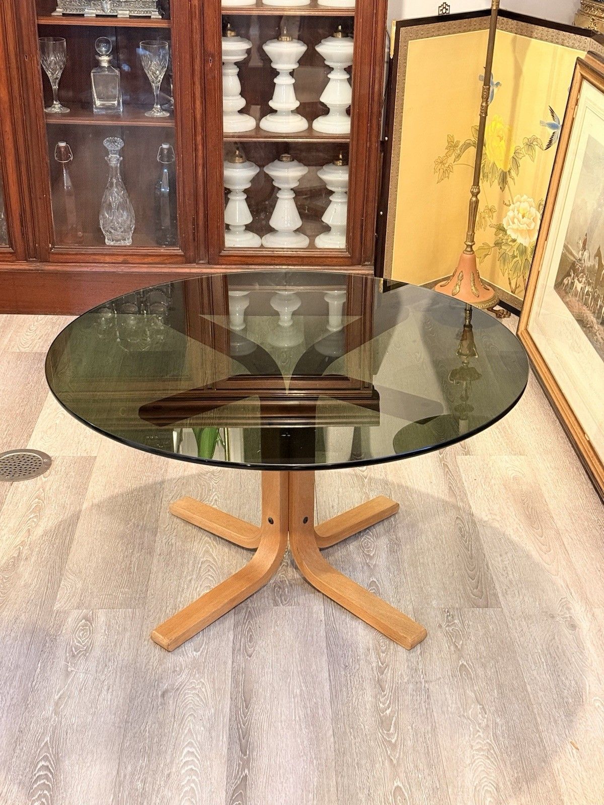 Vintage Ingmar Relling Westnofa Siesta Smoked Glass Coffee Table Bentwood