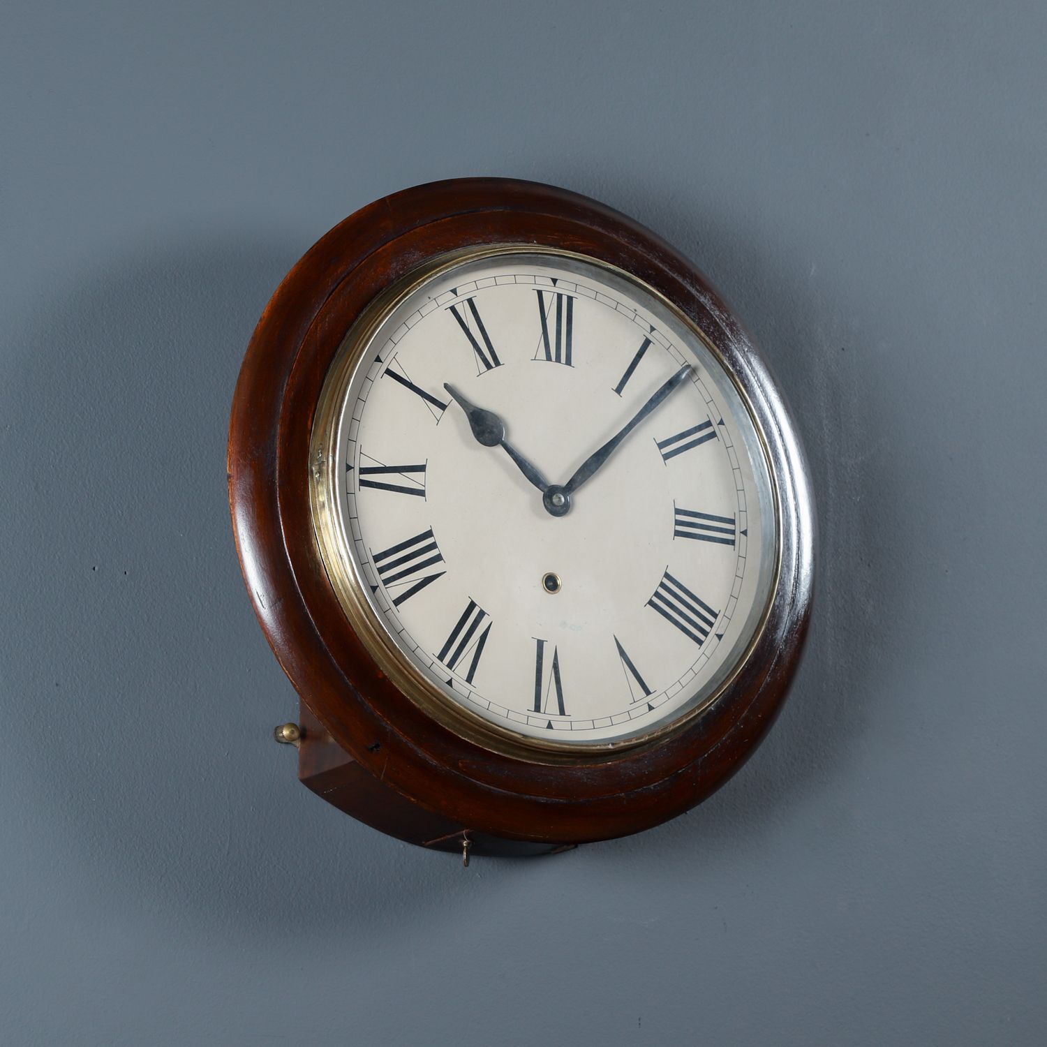 Antique 16" Mahogany Kitchen / Railway Station / School / Kitchen Round Dial Wall Clock (Timepiece) photo buy