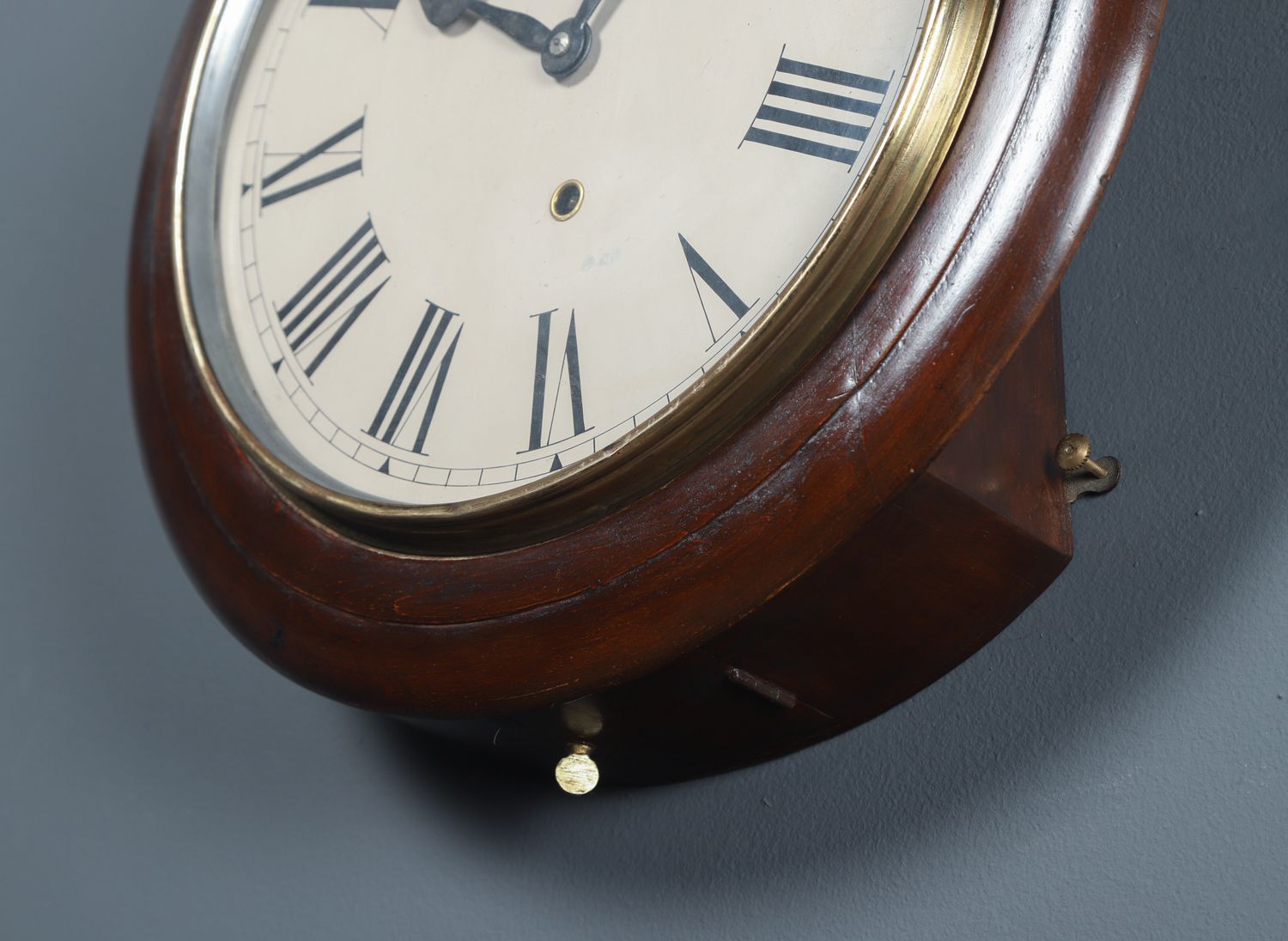 Home Decor Antique 16" Mahogany Kitchen / Railway Station / School / Kitchen Round Dial Wall Clock (Timepiece) photo