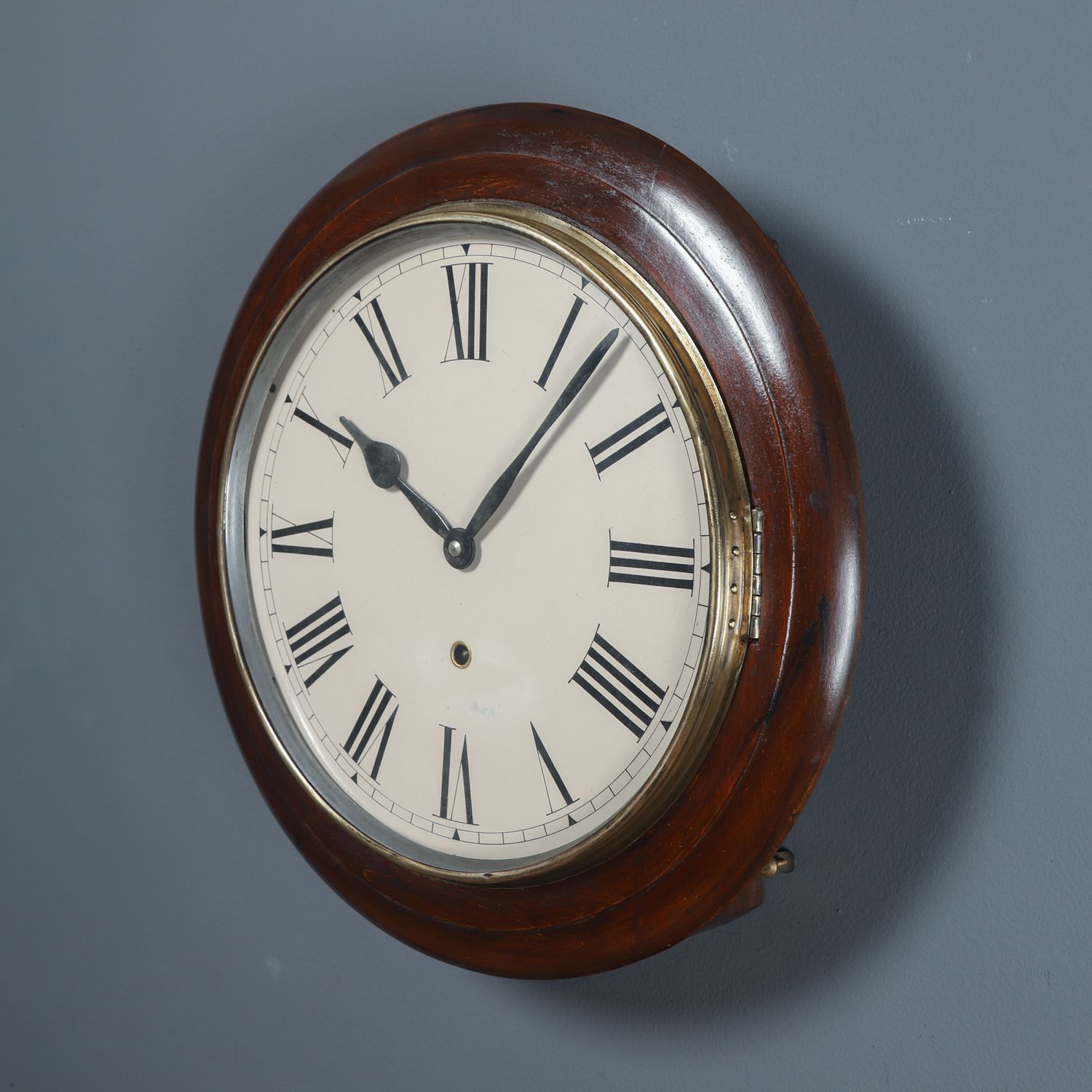 photo vinterior Antique 16" Mahogany Kitchen / Railway Station / School / Kitchen Round Dial Wall Clock (Timepiece)