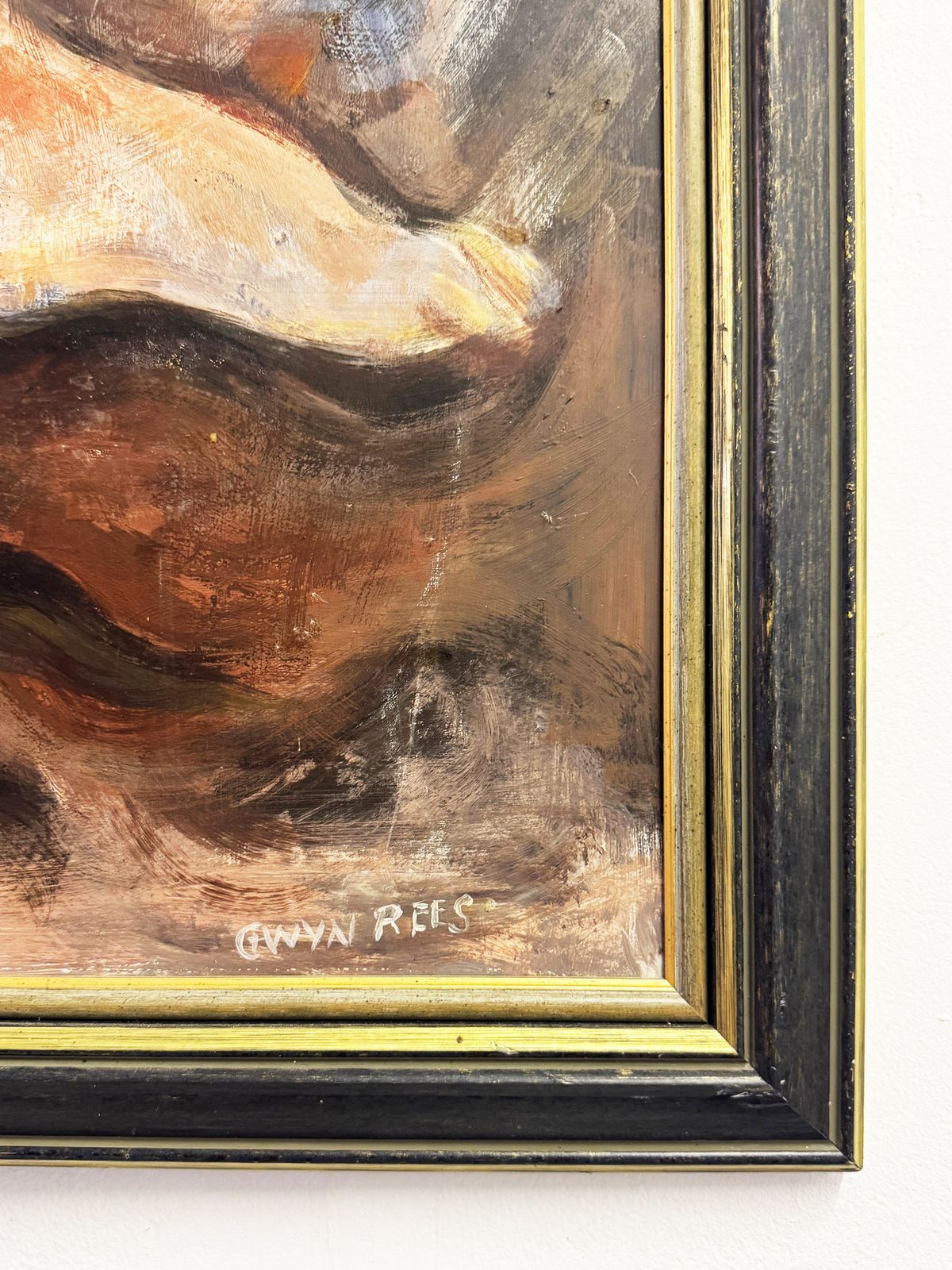 photo furniture Large Mid Century Reclining Female Nude Oil Painting By Gwyn Rees
