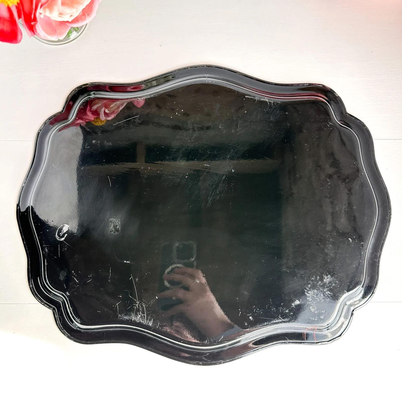 Zhostovo Folk Art Metal Tray Hand Painted Floral Vintage photo furniture