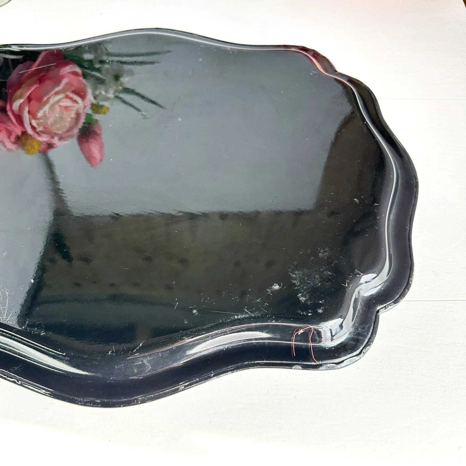 photo buy Zhostovo Folk Art Metal Tray Hand Painted Floral Vintage