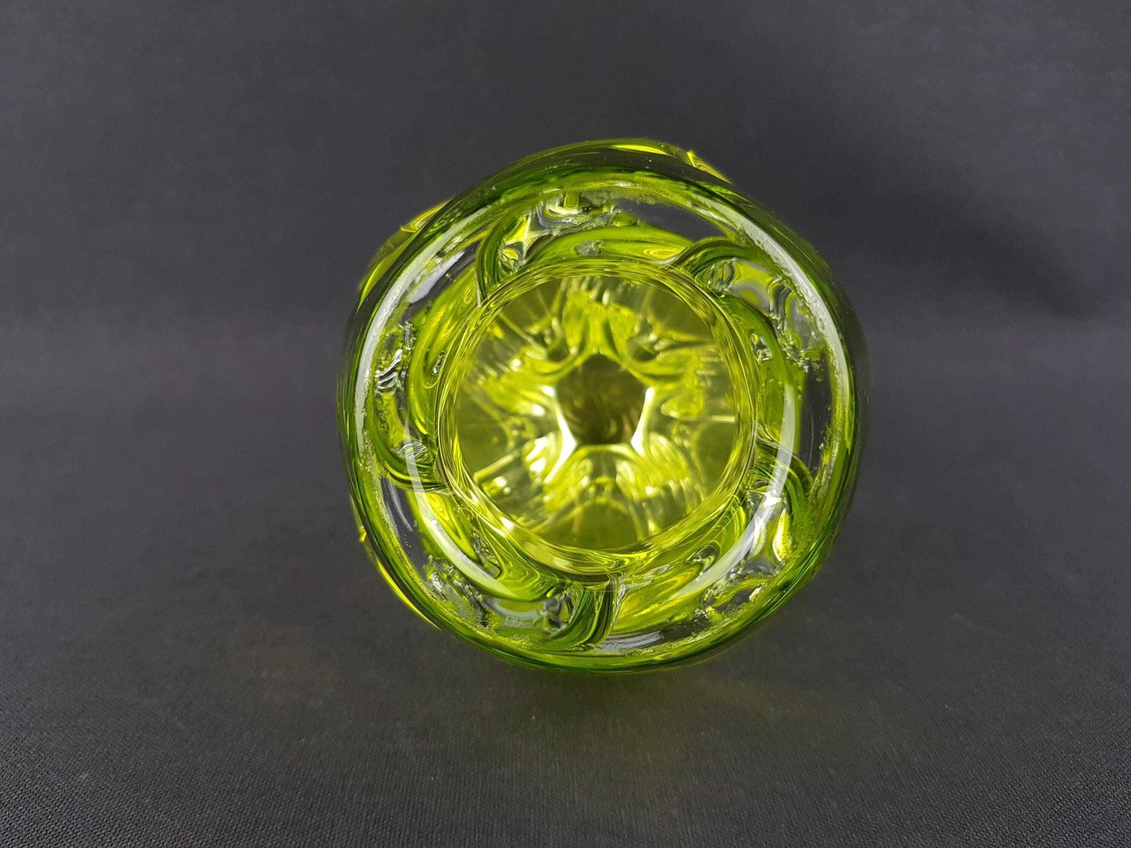 Vintage Rare Josef Hospodka Neon Yellow Vase Novy Bor Borocrystal Bohemian Czech Glass 1960s Czechoslovakia photo vinterior