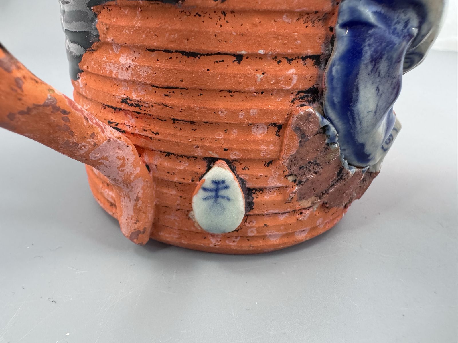 Art Japanese Sumida Gawa Mug With Applied Karako Figure, Signed Kōko — Meiji / Early Taishō Period photo