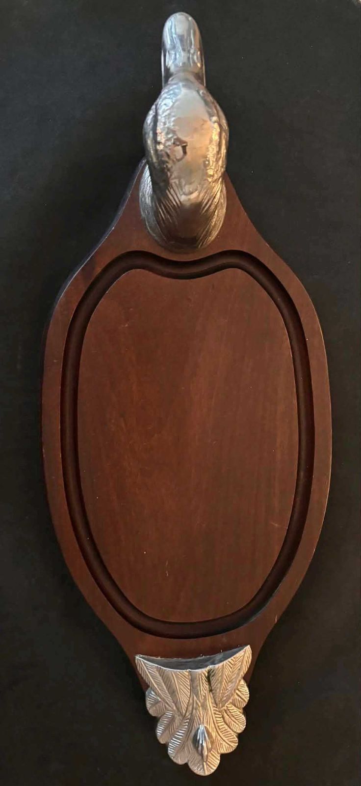 Vintage Duck Cutting Board: French Wood & Pewter Cheese Charcuterie Board photo for sale