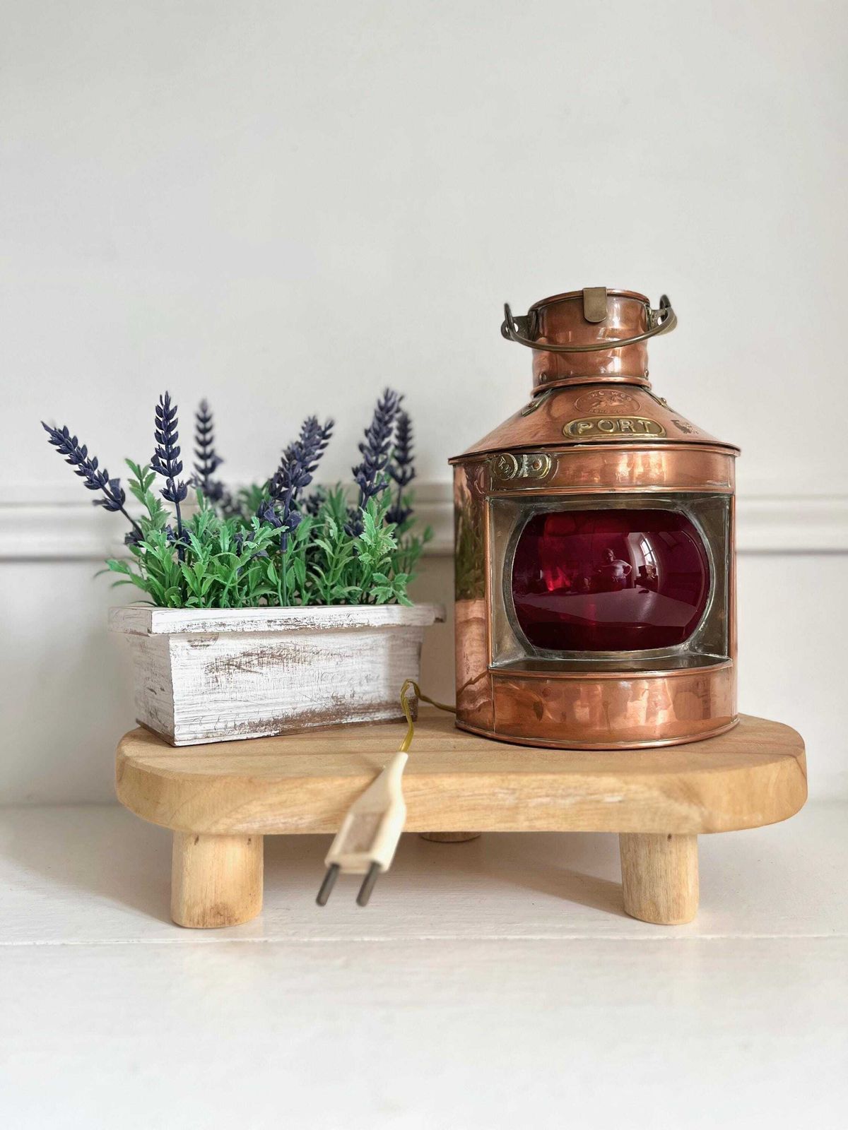 photo for sale Vintage Ships Lantern, Tung Woo Hong Kong, Port Lamp, Copper Lamp