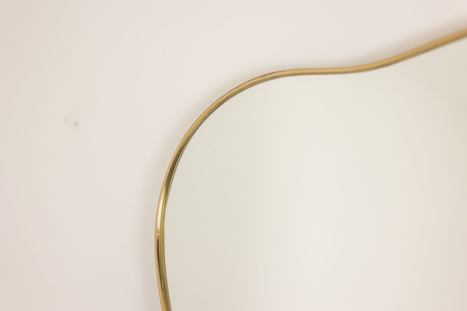 Pair Of Mirrors, Gio Ponti Style. Brass Frame. 1980s. photo Home Decor