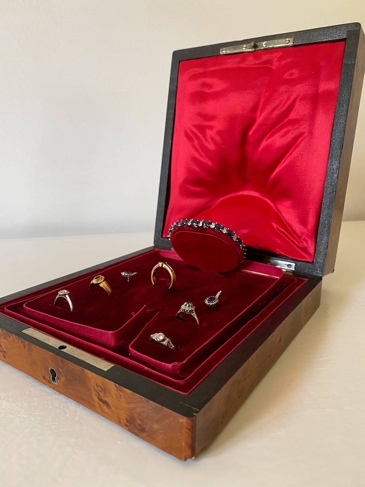 photo for sale Antique Marquetry Jewelry Box, Napolean III, Wooden Box
