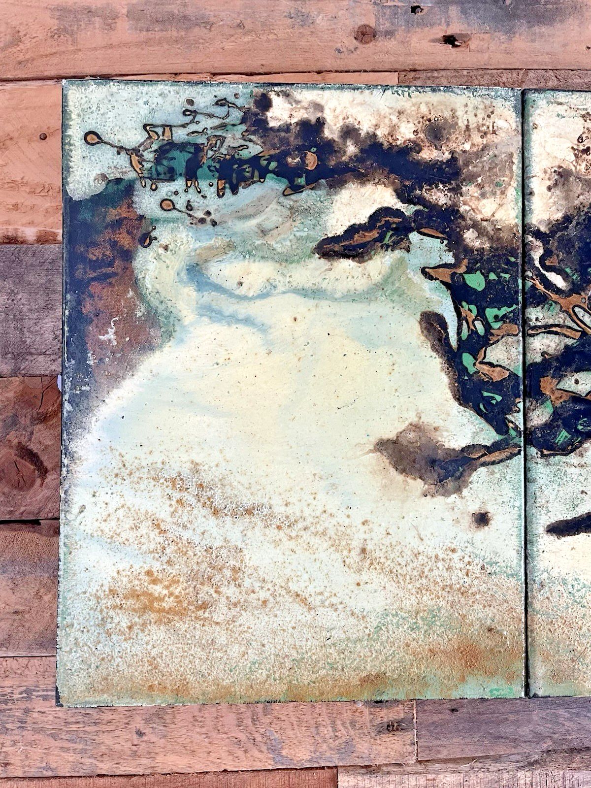 photo for sale Large Vintage 60's Abstract Triptych Panel Painting Mid Century Modern Brutalist