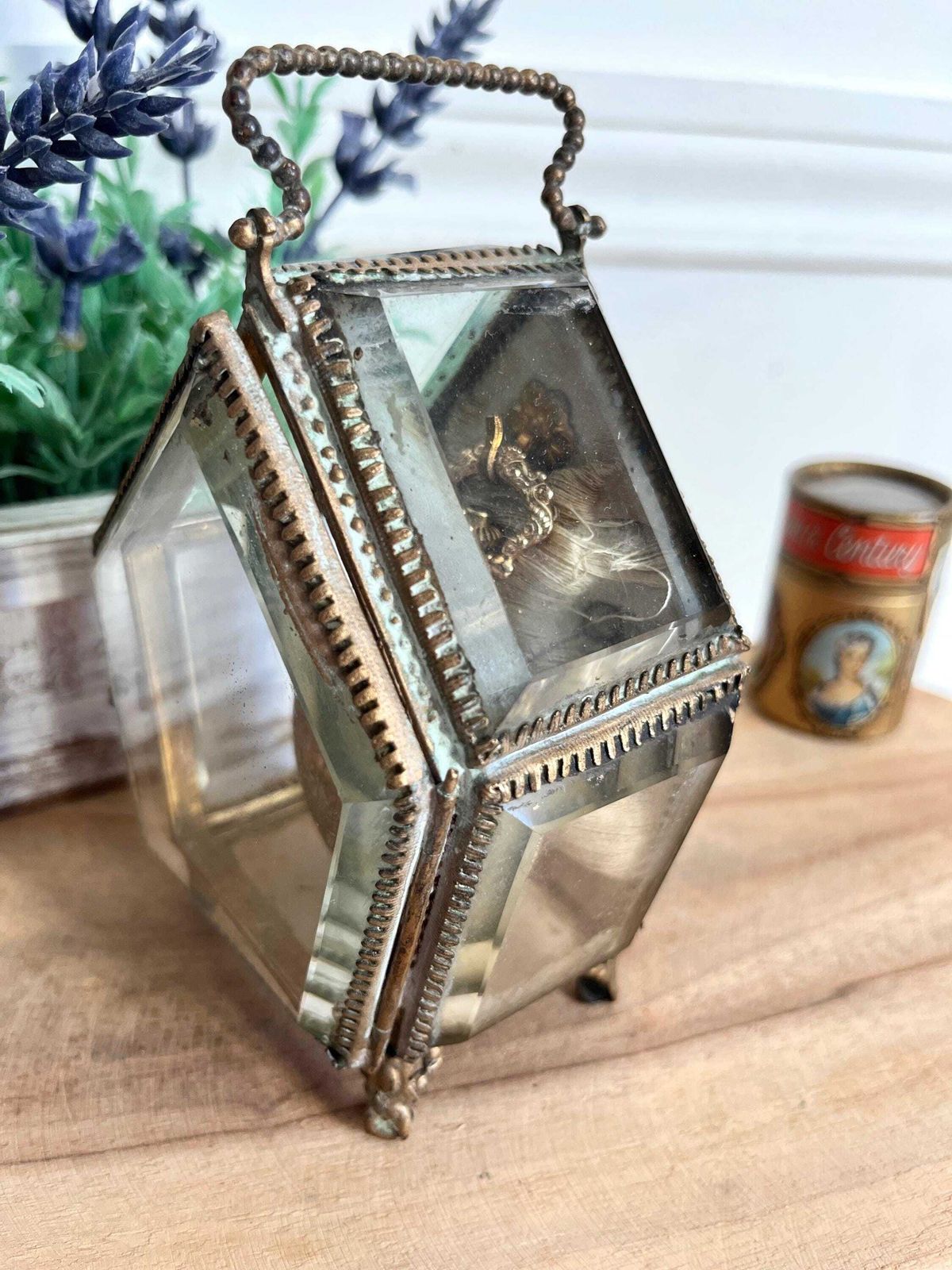 photo furniture Antique French Beveled Glass Watch Box: Ormolu Jewelry Display